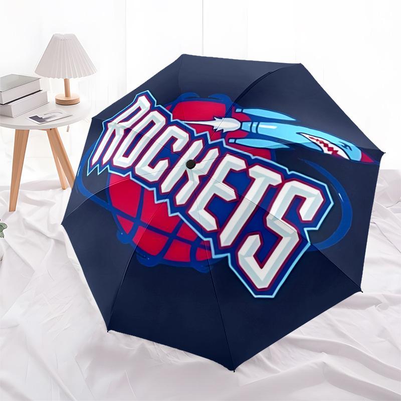 Rockets Basketball Automatic Folding Umbrella - Lightweight, Retractable Design with 8-Rib Durability, Perfect for Outdoor Adventures, Fashi