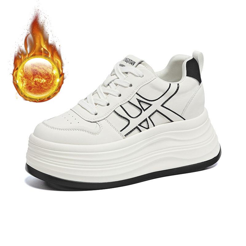 Lightweight women's 2026 spring and autumn new leather board shoes platform heightening shoes sports shoes