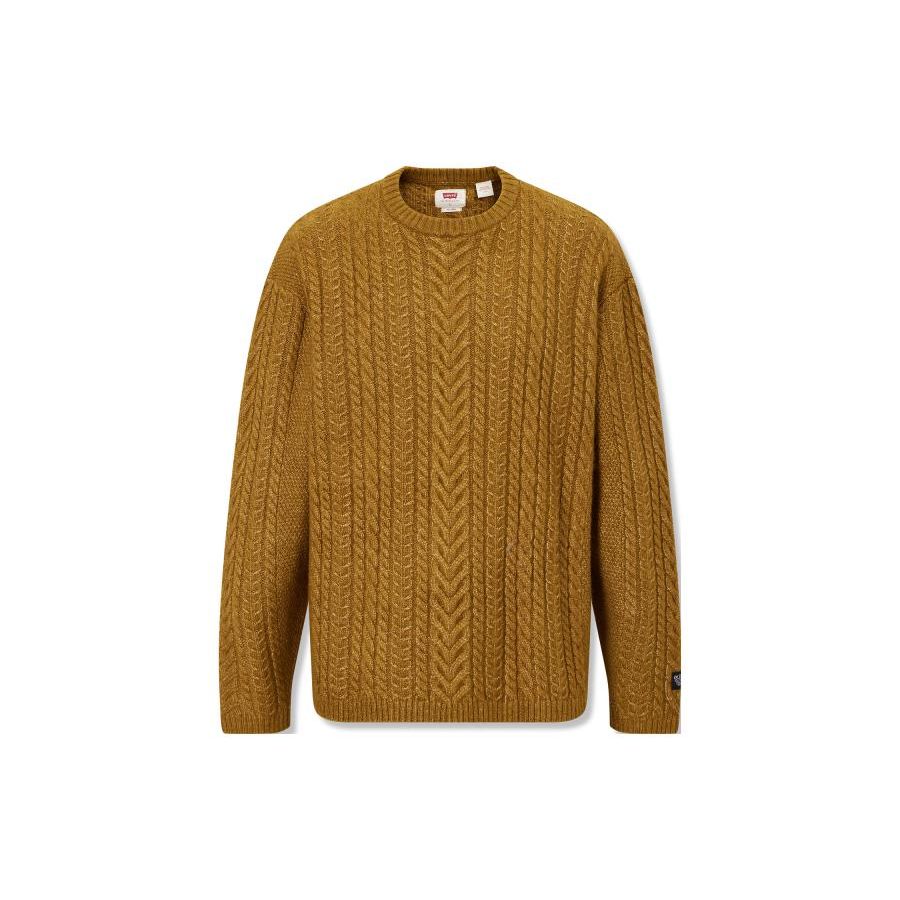 Levis FW23 Solid Color Crew Neck Pullover Sweater Men Sweater Ginger-Yellow A0708-0016