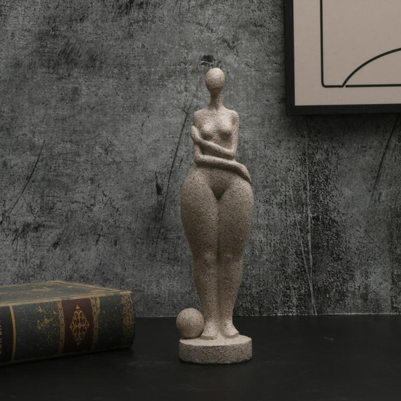 Contemporary Abstract Woman Statue Home Decoration Sandstone Resins Lady Figurine Sculpture for Home Office Decoration