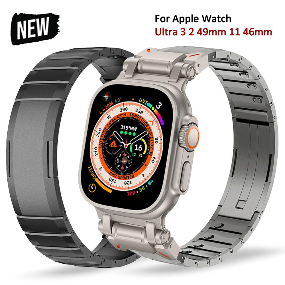 Cinturino di lusso in acciaio inossidabile per Apple Watch Ultra 3 49mm Cinturino da uomo Per iWatch Serie 11 10 46mm 9 8 7 6 5 SE 45mm 44mm Braccialetto