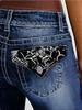ATC50222 Damen Retro Bestickte Gerade Geschnittene Po-Hebende Jeans