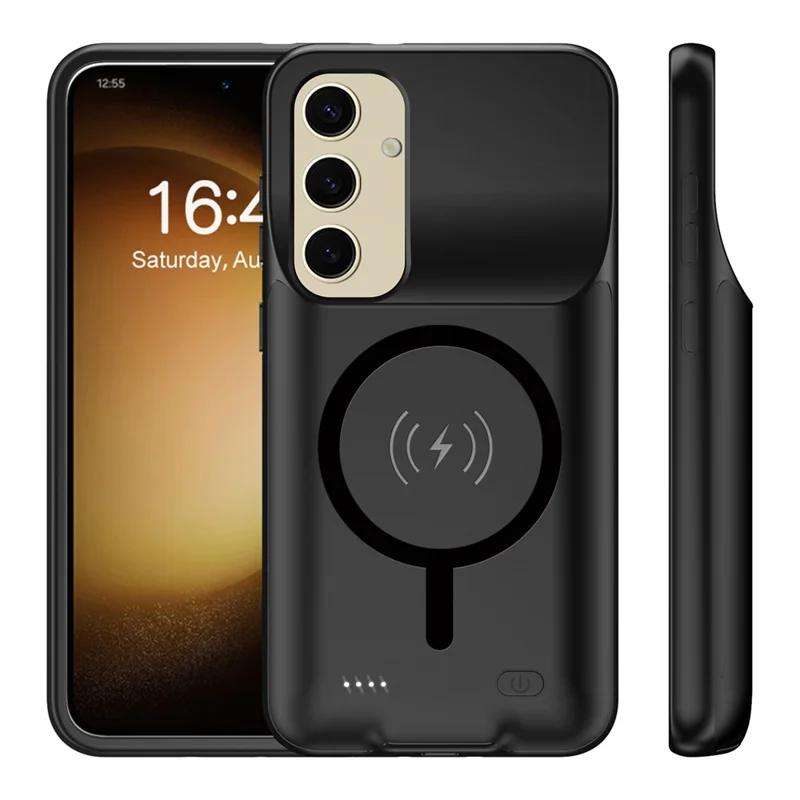 

For Samsung S25 Charging Case 10000mAh Magnetic TPU Edge Extended Battery чёрный