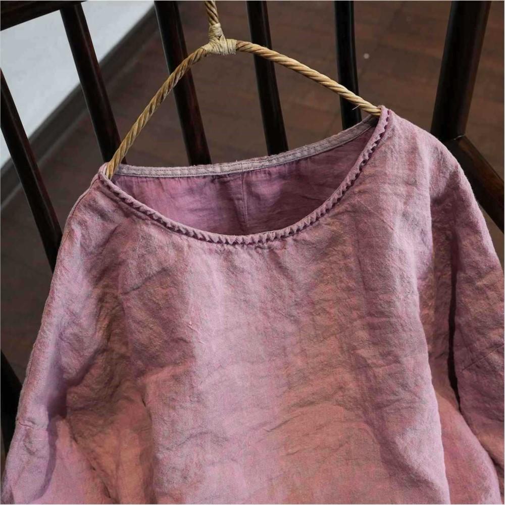 Johnature Women Vintage T-Shirts Spring Chinese Style O-Neck Long Sleeve Linen High Quality Female T-Shirts