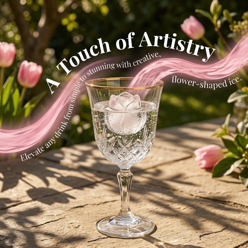 Silicone Ice Cube Mold for Creative Flower Ice Cubes Perfect for Wedding Party Bar Home Beverage Decoration Entertainment