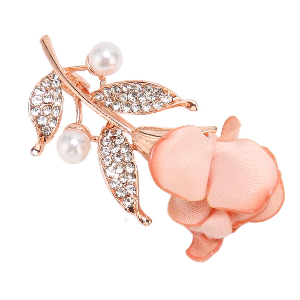 Rosa Rosenbrosche Modisch Elegant Schön Strass Stoff Hochzeitsbrosche Anstecknadel für Weinparty
