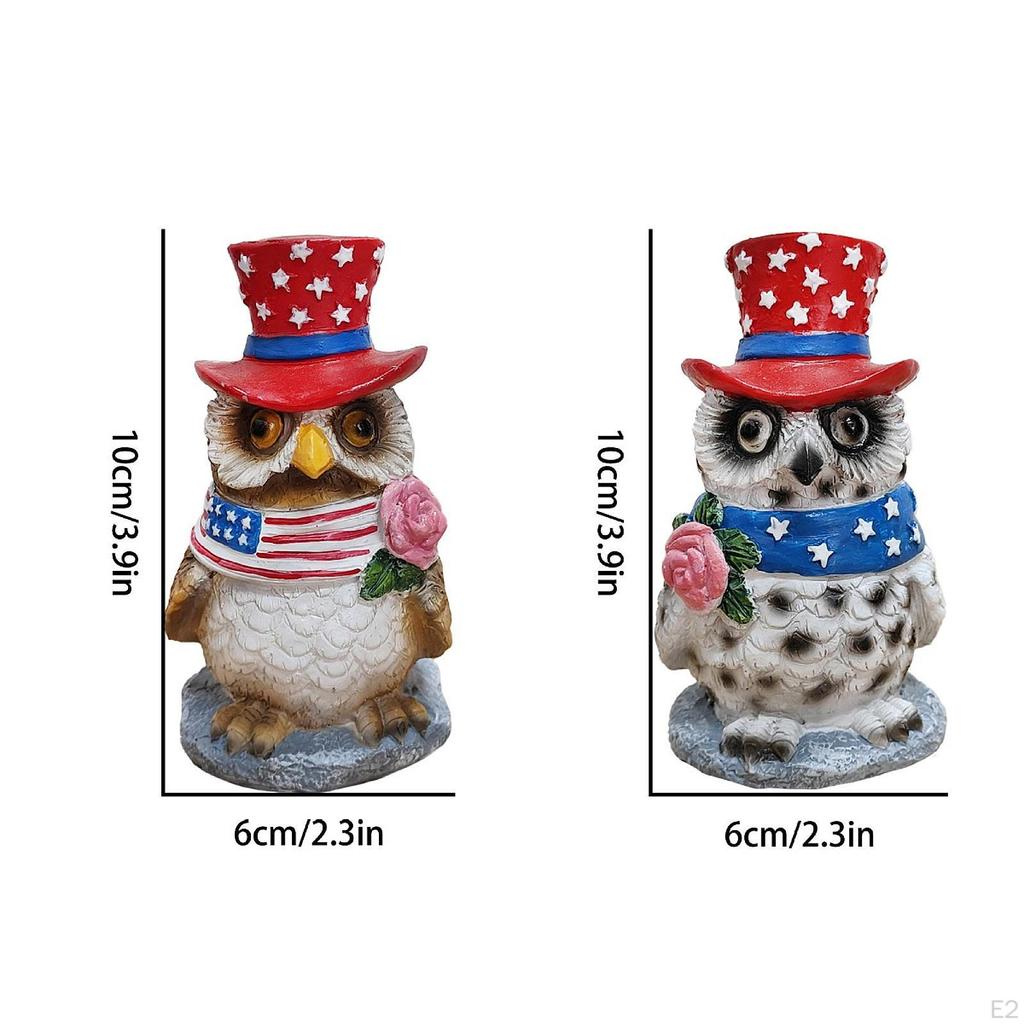 2Pcs Owl Statue Decor Compact Animal Figurine for Bedroom Living Room Office