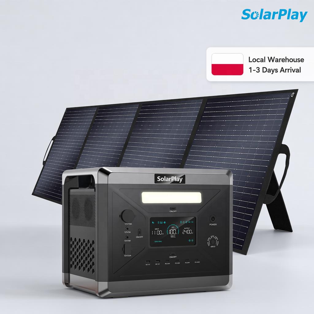 Solarplay 2400W Portable Power Station 2160Wh Solar Generator with 200W Solar Panel Poland Warehouse 1-3 Days Delivery