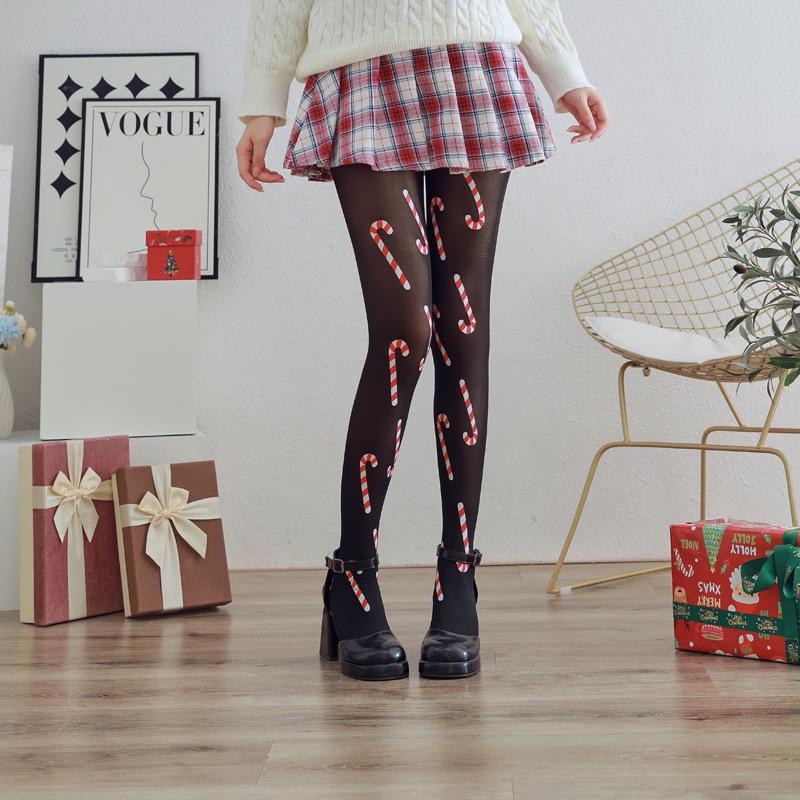 Фабрика Внешняя Торговля Рождественские Конфетные Чулки Анти-Зацепки Колготки Базовые Носки для Ног Колготки One size fits all чёрный