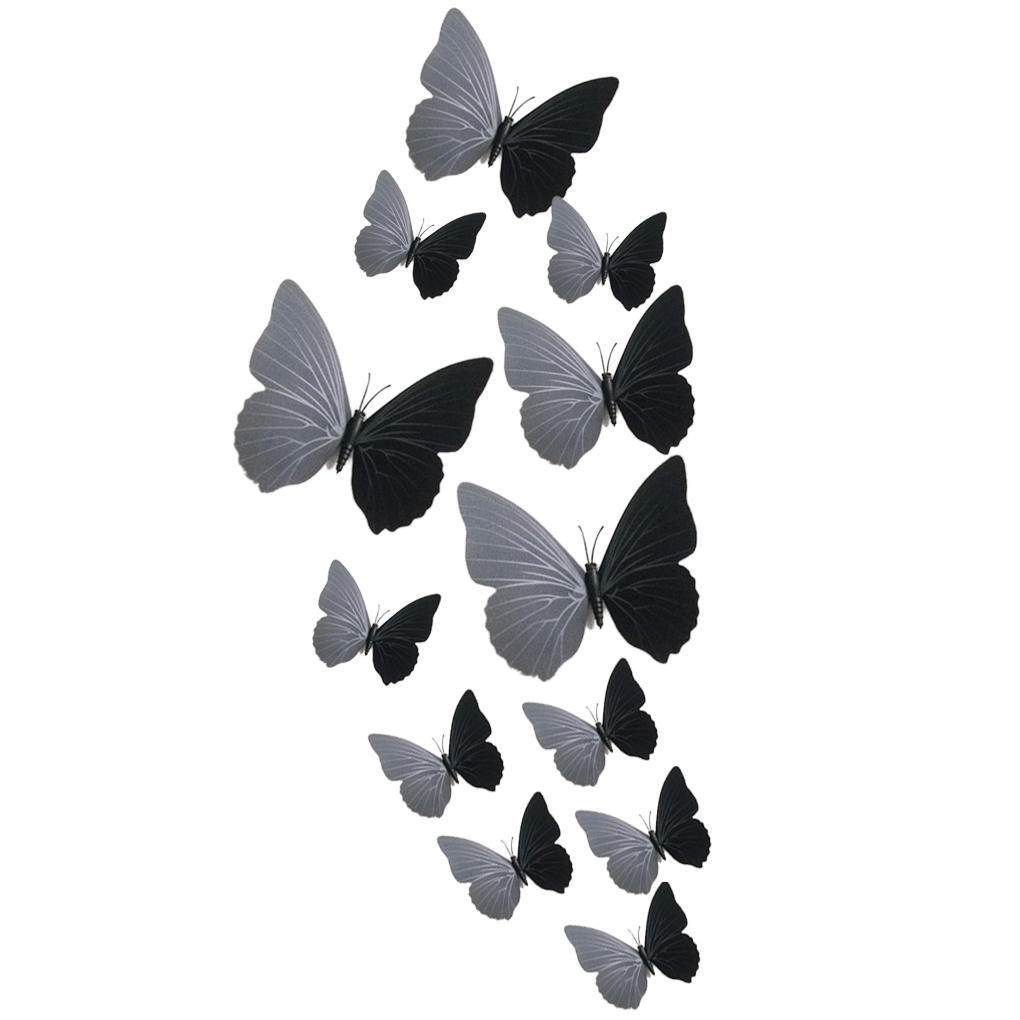 

12 шт. 3D ПВХ бабочка художественная наклейка DIY украшение для дома настенные наклейки чёрный