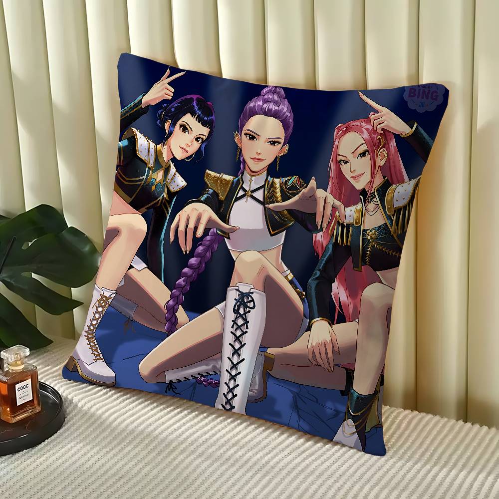 KPop Demon Hunters Office Cushion Pillowcase Car Cushion Cover45X45CM Lumbar Pillowcase Sofa Pillowcover