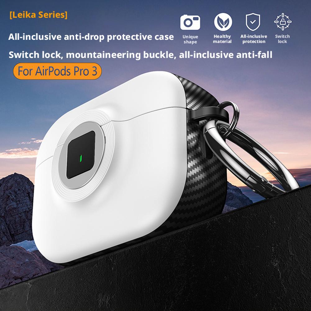 For Airpods Pro3 Case With Secure Lock Cover Camera Shape For AirPods Pro 3 Cases TPU PC Headphone Sheath With Keychain