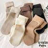 5/10/20 Pairs Women Winter Thicken Warm Short Socks Thermal Cashmere Wool Nylon Velvet Boot Liner Home Floor Socks