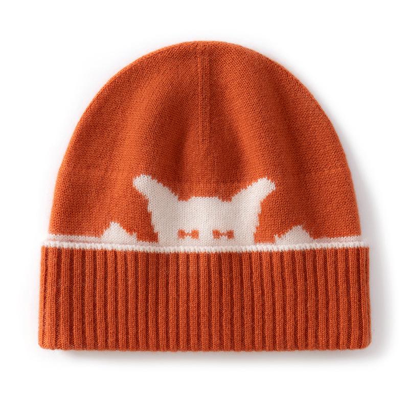 Double-layer double-sided% cashmere hat Warm knitted ear protectors Unisex cashmere hat spot