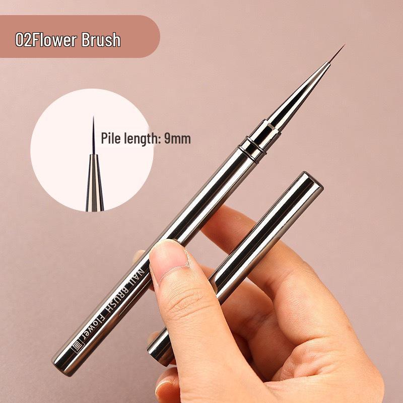 Gunmetal Nail Art Brush Set for Painting, Line Drawing, and Gradient Designs