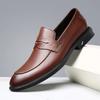 2026New Mens Handmade Casual Leather Office Loafers Fashionable Flat Designer Round Toe Business Shoes Comfy Light Outdoor Shoes