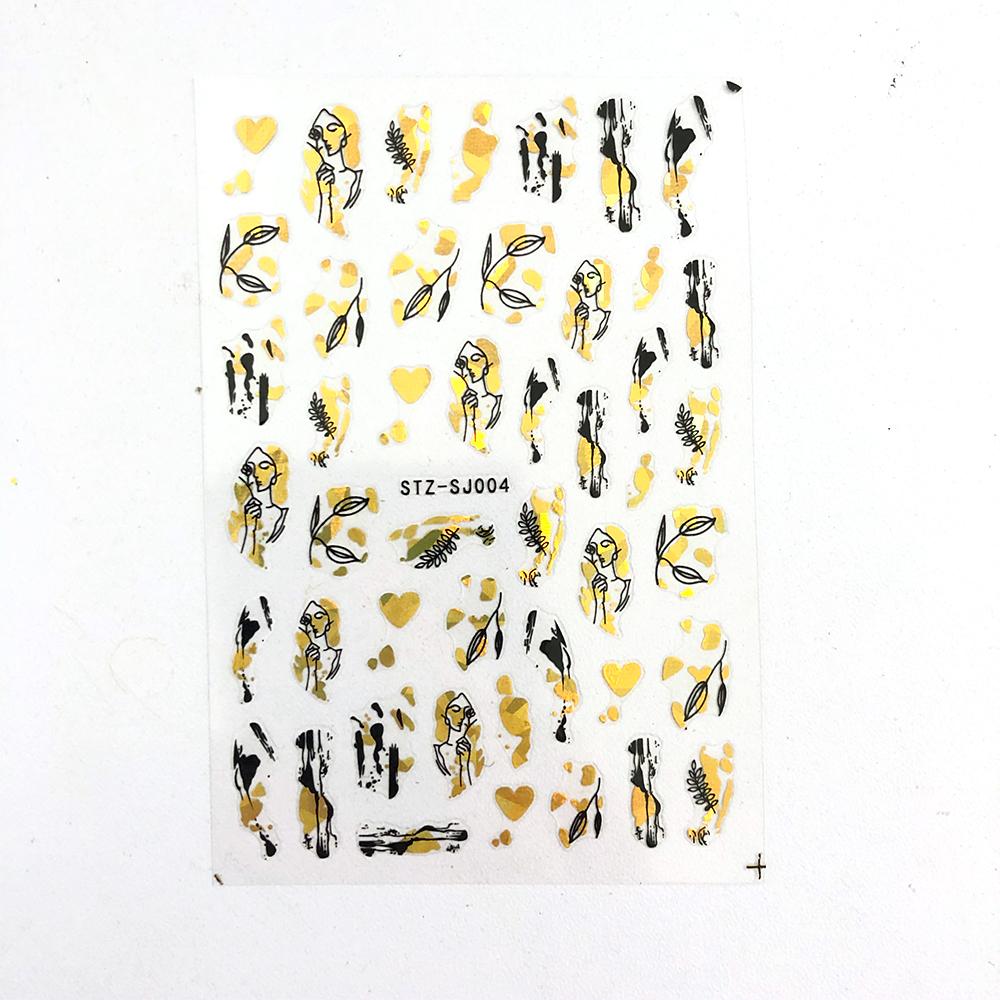 Linie abstractă Autocolante de unghii DIY pentru femei Fete Decoratiuni de artă pentru unghii Rose Gold Spring Slidere 3D pentru manichiură Autocolante