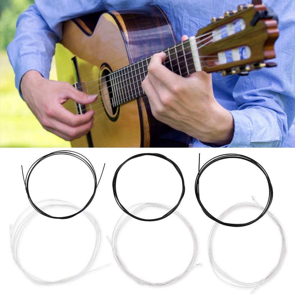 Vbestlife Nylon Guitar Set for Classical Replacement Guitar Accessories and Strings, 6-String Guitar, Parts, (Black White)