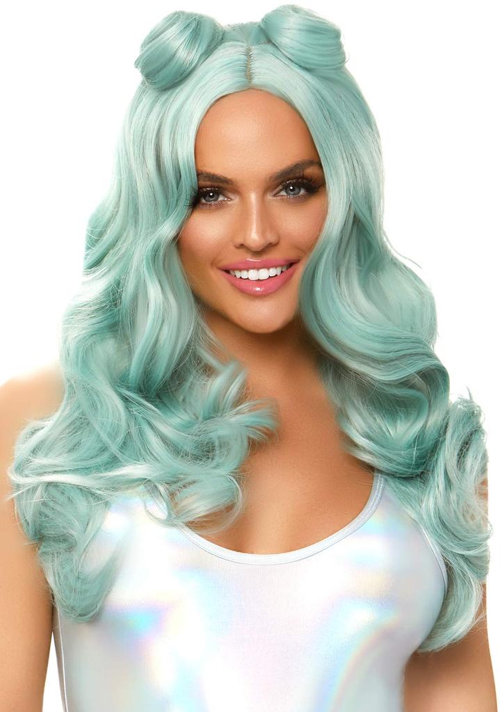 LEG AVENUE Beachy Waves Long Wig with SAGE A2859 24" Buns.