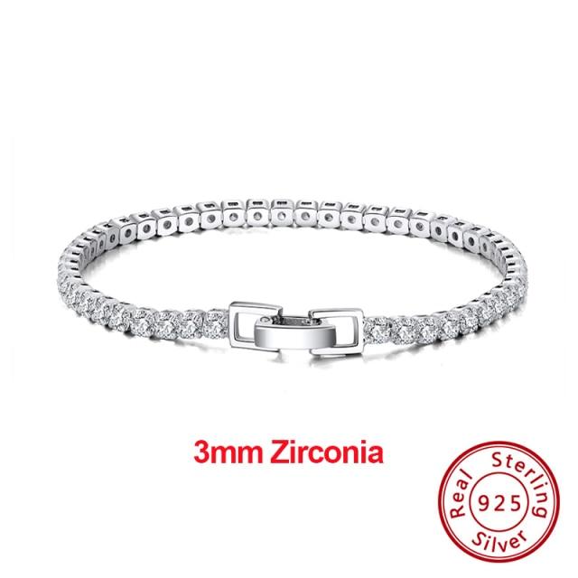 

Автентичний тенісний браслет зі срібла 925 проби з прозорим кубічним цирконієм, срібний браслет для дівчаток, ювелірні вироби для вечірок, ручний ланцюжок Sb61 16.5cm