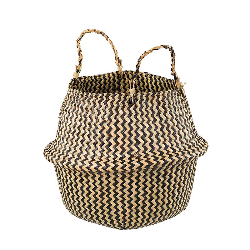 Seegras Aufbewahrungskörbe Groß Faltbarer Rattan Bauchkorb Wäsche Spielzeug Organizer Behälter Garten Blume Pflanze Korb