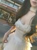 Tulle Princess Embroidered Lace Floral French Elegant Mini Size L [MODKOKU] Korean-style Dress, Women's, Gorgeous, Cute, Sexy, Off-the-Shoulder Dress,