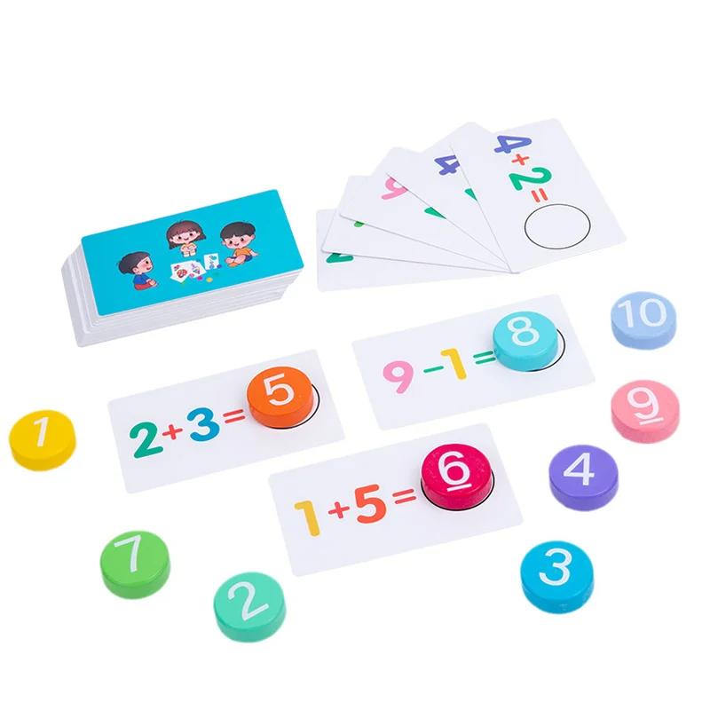 Montessori Educational Toys Children Wooden Math Toy Digital Operation Cards Block Game Teaching Aids for Kids Early Learning