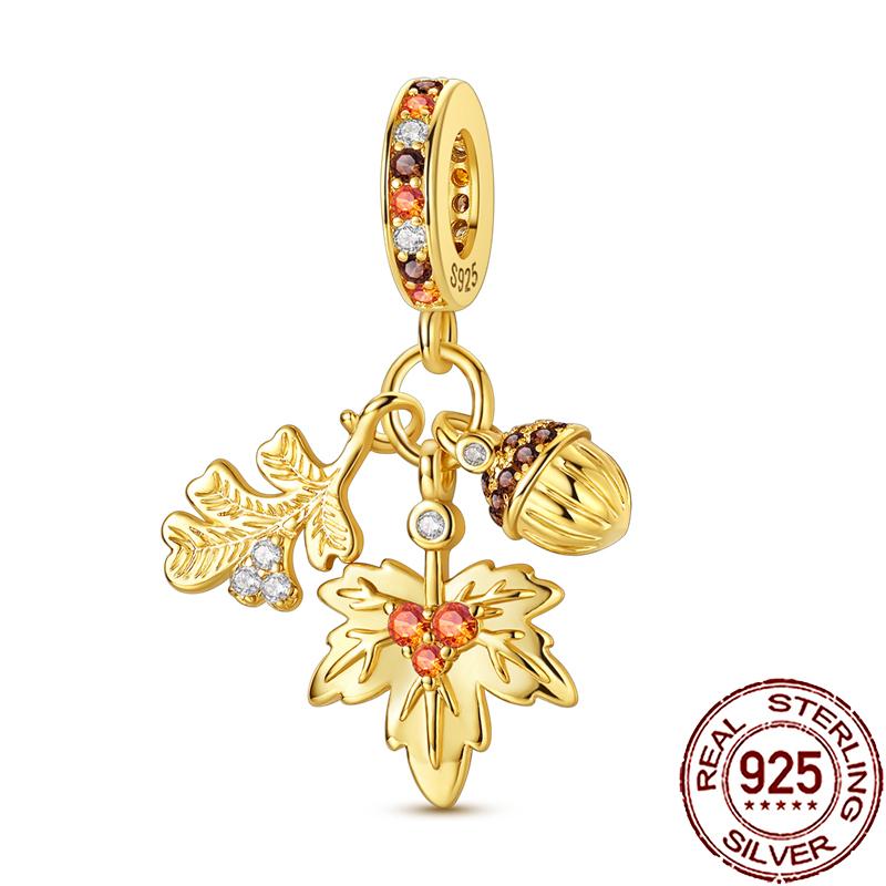 New Charms Copper Colorful Plant Flower Fruit Charm Beads Fit Snake Chain Bracelet Necklace Women Diy Jewelry