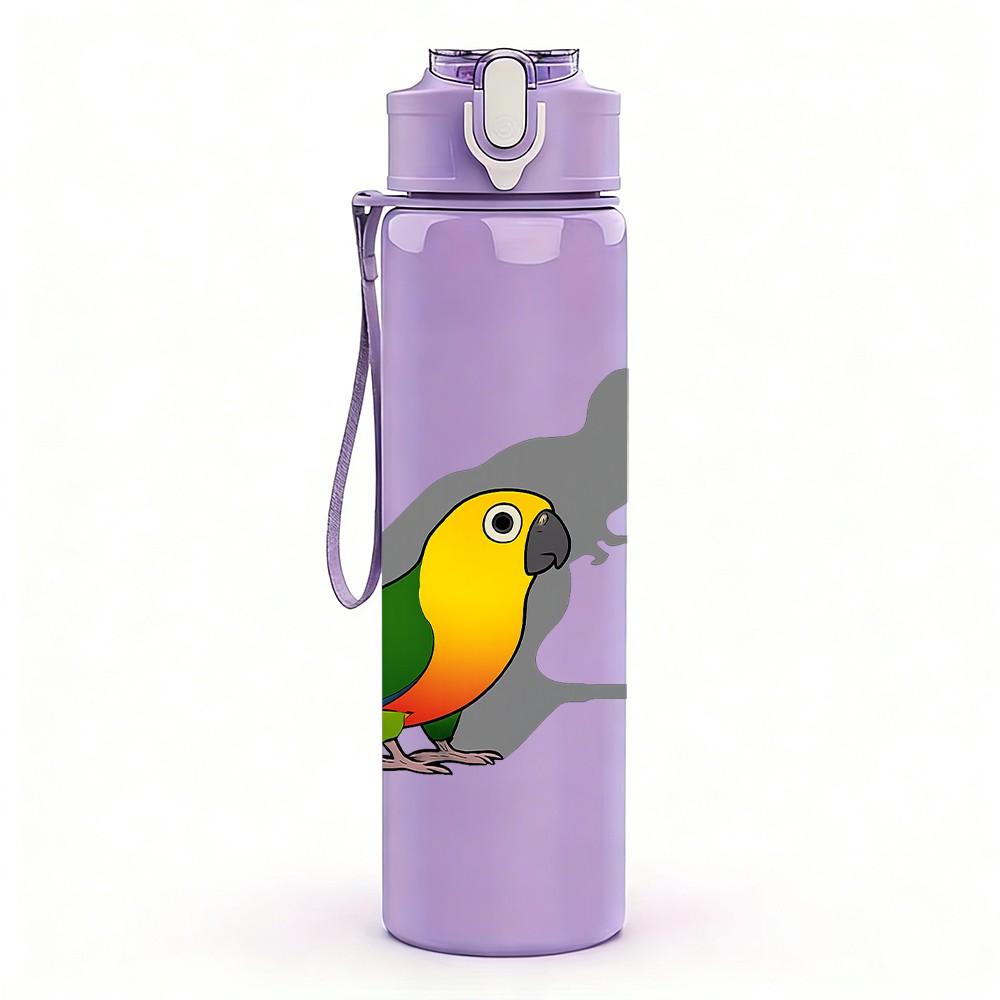 1PC Parrot Bird Pattern 750ml Color Plastic Sports Water Bottle Leakproof Flip Straw Lid Suitable for Sports Office Home Use