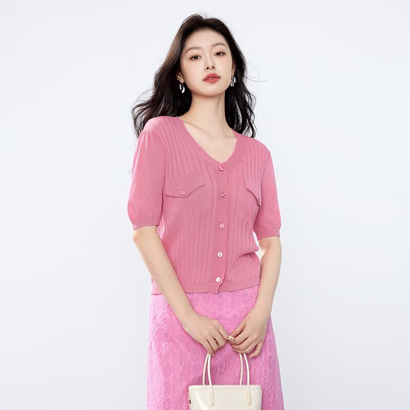 JOY SPEAKER Women's Slim-Fit Single-Breasted Knit Top