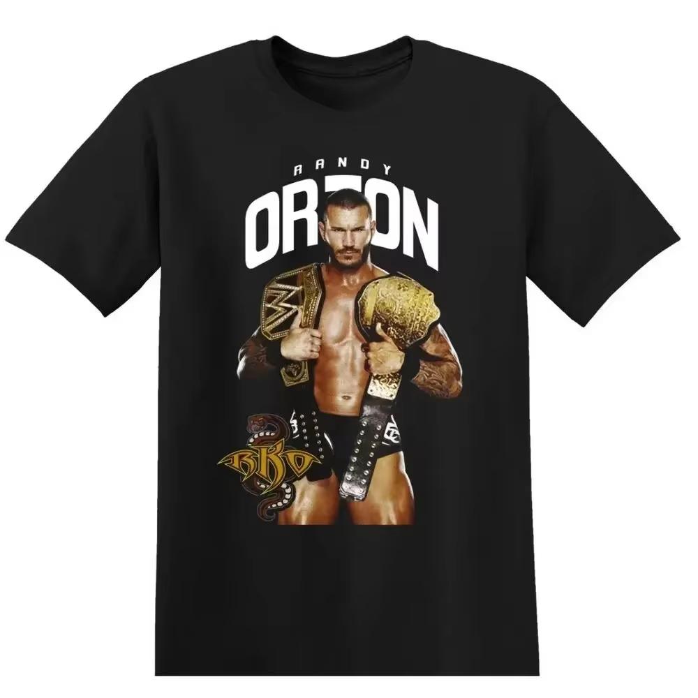 The Rock Wrestling T-skjorte Svart WWE Jeff Hardy Wrestling T-skjorte Randy Orton Ray Mysterio Wrestling T-skjorte WWE Oversize Casual Topp