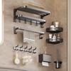 Aluminum Foldable Punch-Free Bathroom Towel Rack & Storage Hanger Set