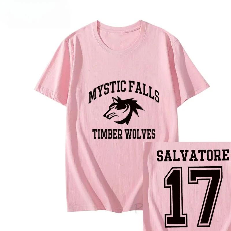 T-shirt The Vampire Diaries Donna Vintage Mystic Falls Salvatore 17 Abbigliamento Femminile Estate Abbigliamento Anime Streetwear