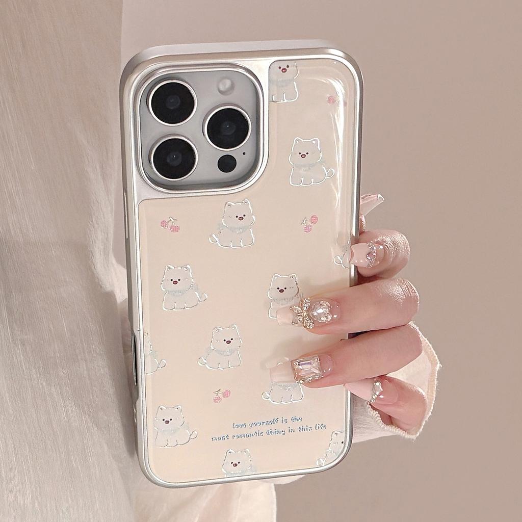 Gilded Ins West Highlands Suitable for Apple 15pro Max Mobile Phone Case Iphone 16 Drop Glue 13 Electroplating 14 Huawei