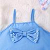 Girls' Sweet Set Summer Children's Fashion Bow Halter Top + Lace Beaded Shorts Set
