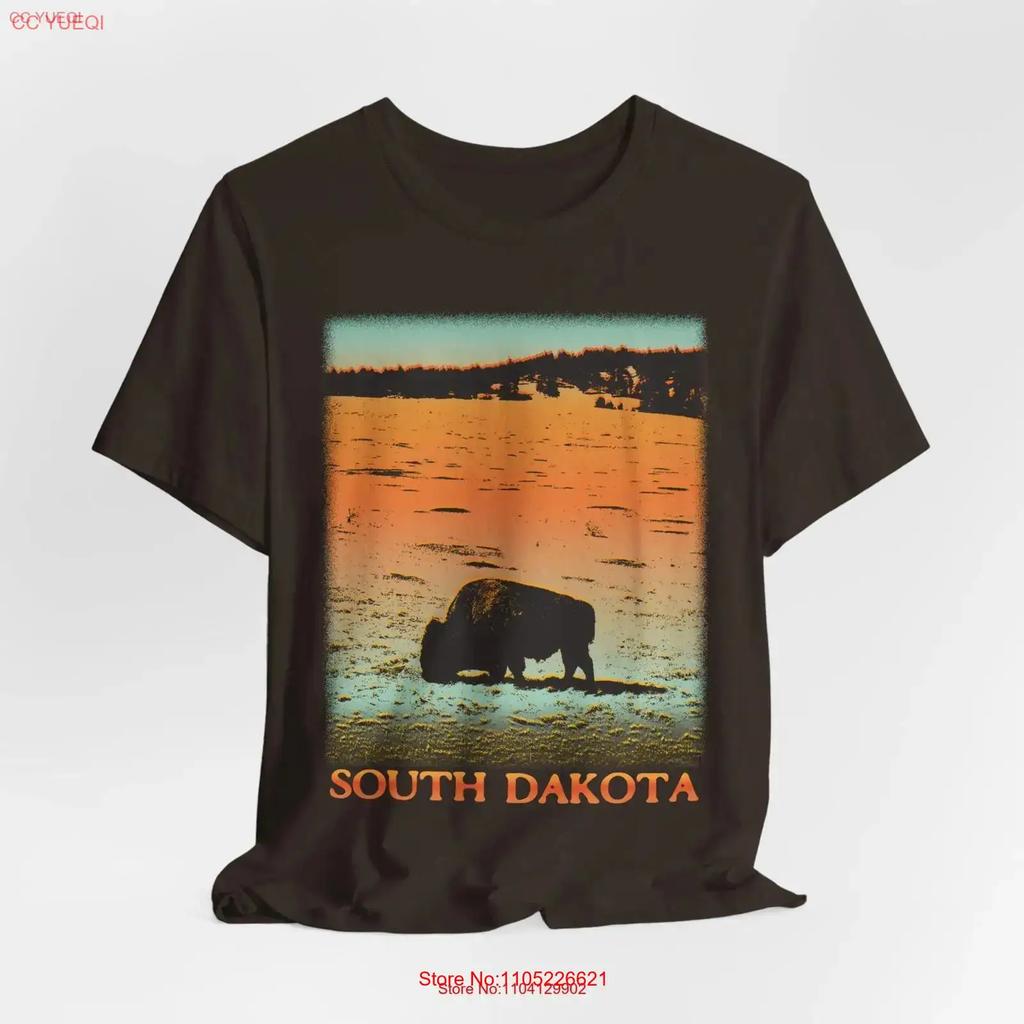 South Dakota Nature T Shirt Mountain Bison Camping Unique Outdoor Vintage Style S Vintage Designer Clothes Streetwear