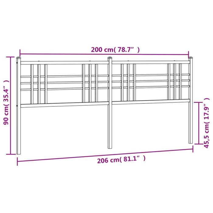 VidaXL White Metal Headboard 200 Cm, Headboard for Double Bed, White Headboard,, Metal Headboard 376411