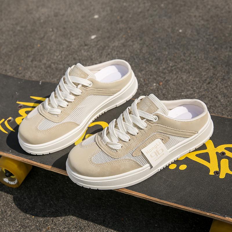 Fashion CRLAYDK Summer Women's Footbed Comfortable Slip On Mules Mesh Slippers Ladies Backless Slide Loafers Walking Casual Flats Shoes