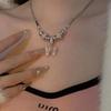 Pink Bow Beaded Necklace Women's Light Luxury Niche Design Advanced Sense Collarbone Chain Sweet Cool Temperament Versatile Neck Chain