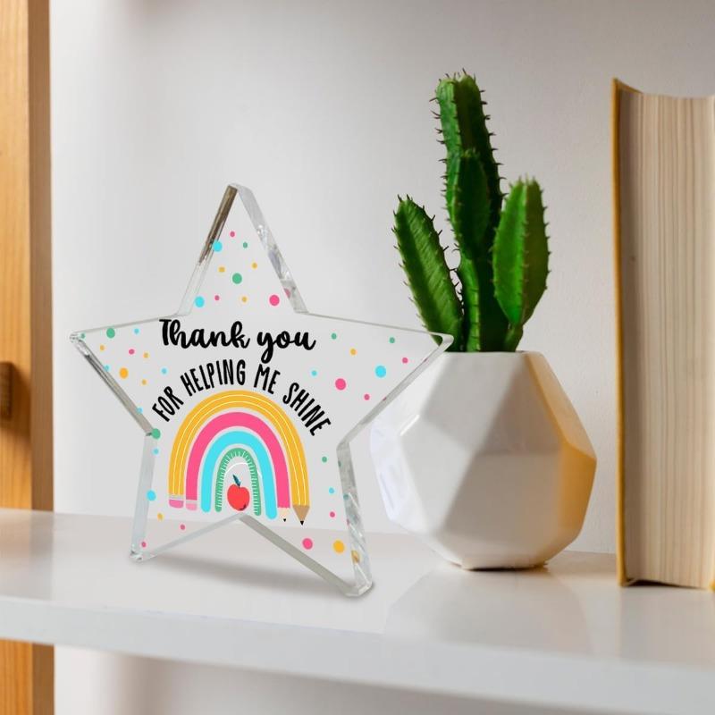 "Helping Me Shine" Teacher Gift - Acrylic Desk Decor for Educators' Milestones