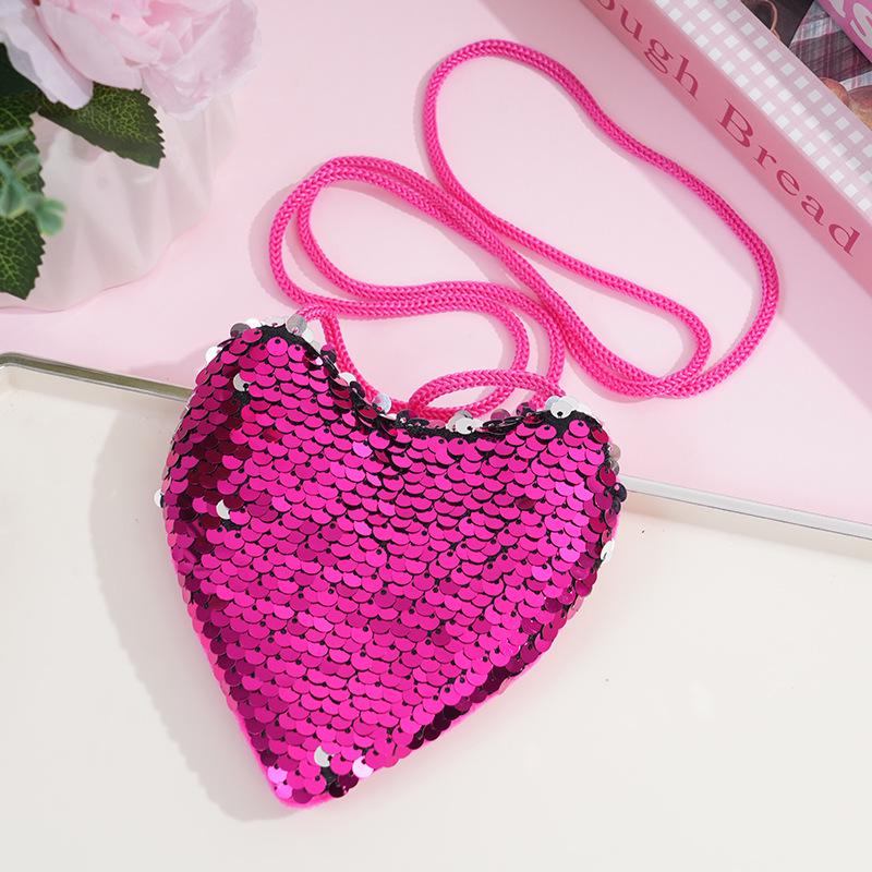 Creative Zipper Backpack for Kids: Sequin Heart Crossbody & Coin Pouch for Little Girls - Cute and Girly Design