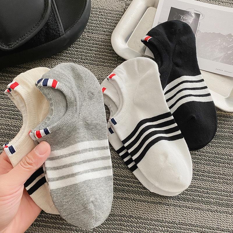 Tide Brand Tb Four Bars Summer Thin Cotton Sports Socks Striped Light Mouth Socks Low Top Breathable Invisible Boat Socks