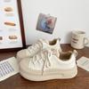 High-value Thick-soled White Shoes for Women's 2025 Autumn New Versatile Popular Big-head Sports Heightening Casual Shoes