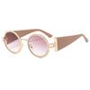 Trendy Round Punk Sunglasses Oval Uv Protection Hip Hop Shades Retro Wide Temples Sun Glasses For Women & Men