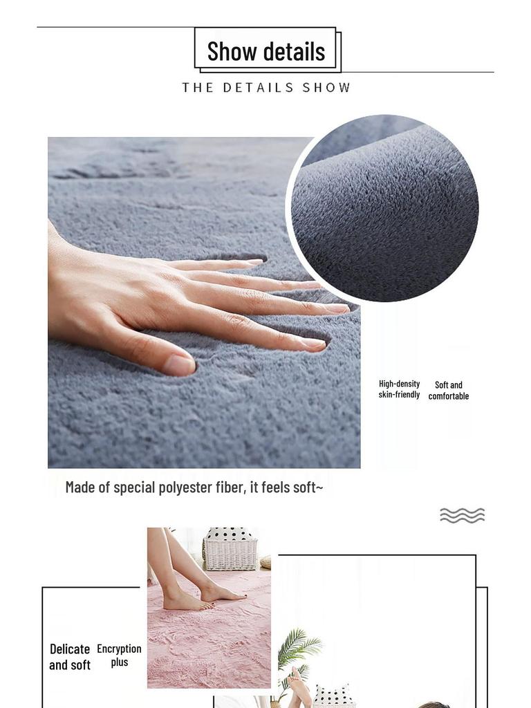 Covor de pluș imitație blană de iepure pentru sufragerie, dormitor sau fereastră de colț – Lavabil la mașină, gros și acoperire completă.