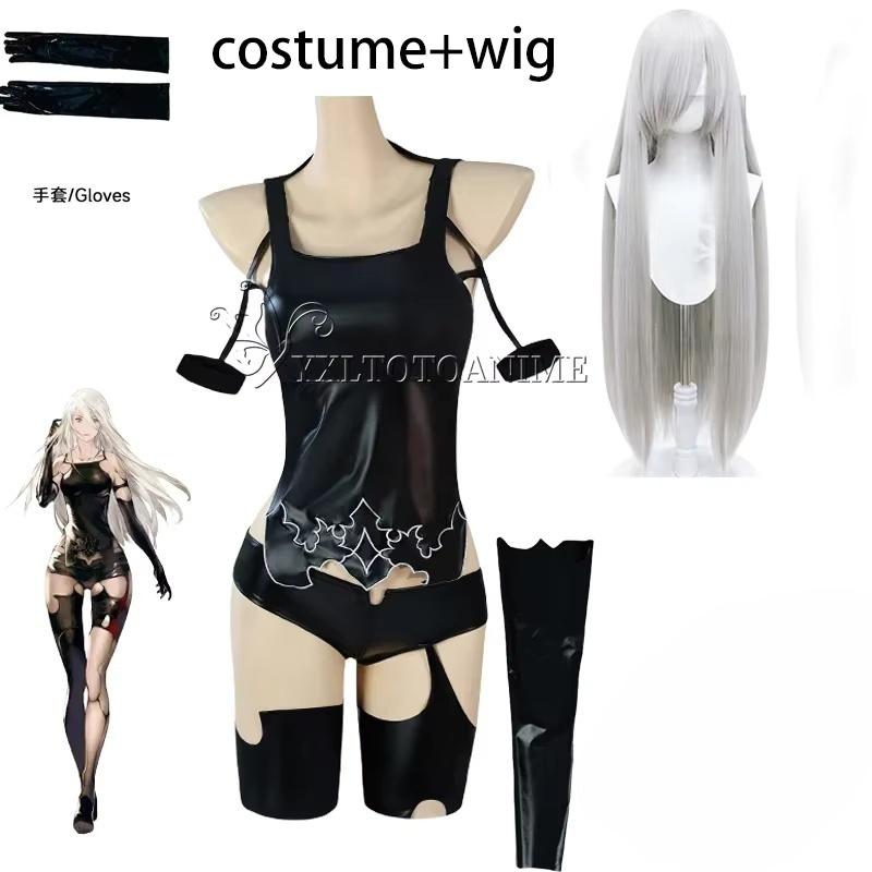 Spel NieR:Automata A2 Cosplay Kostuum Pruik Sexy Zwart Strijdpak Voor Vrouwen Knap Halloween Feest A2 Rolspel Outfit XS（old）