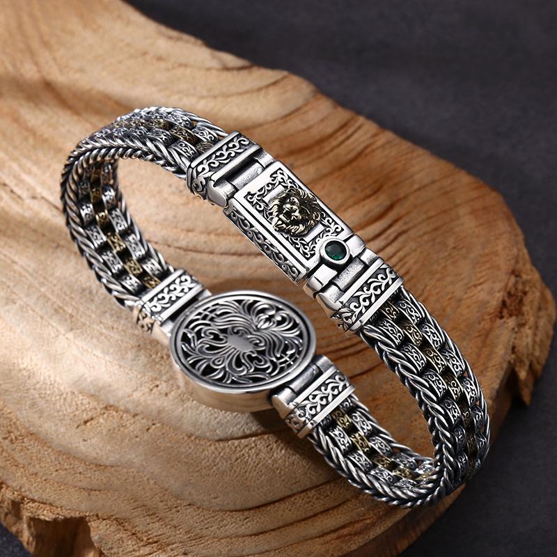 Xiangxu Bracelet, Mighty Weaving Lion Head Bracelet, Mighty Trendy Thai Retro Vintage Vintage