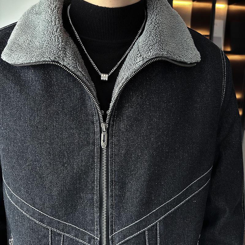Autumn and Winter Casual Simple Denim Clothing Men's Washed Retro Tops Large Size Young Men's Warm Jacket Trend