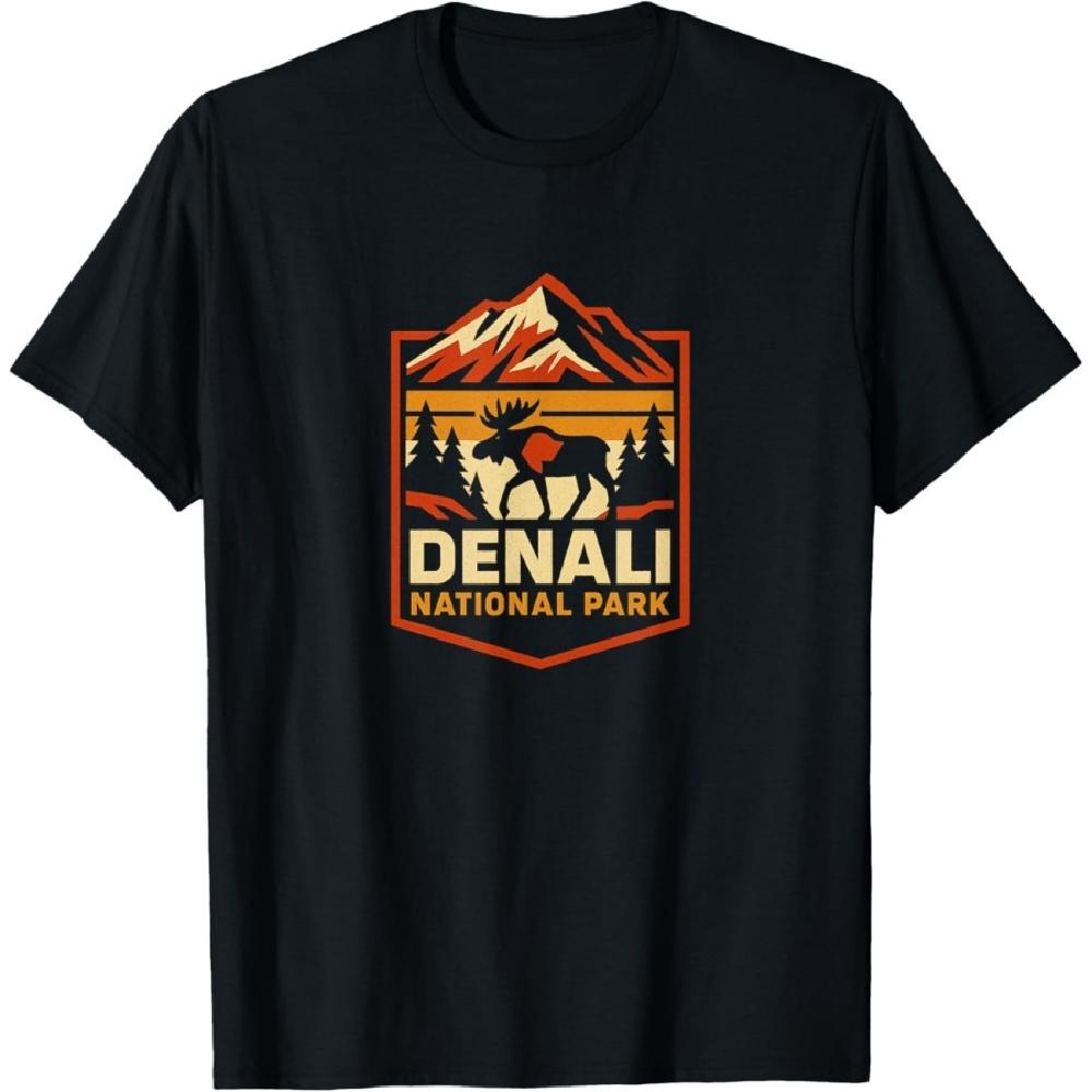 

Denali National Park Alaska Mountain Moose Design T-Shirt XXXXXL чорний