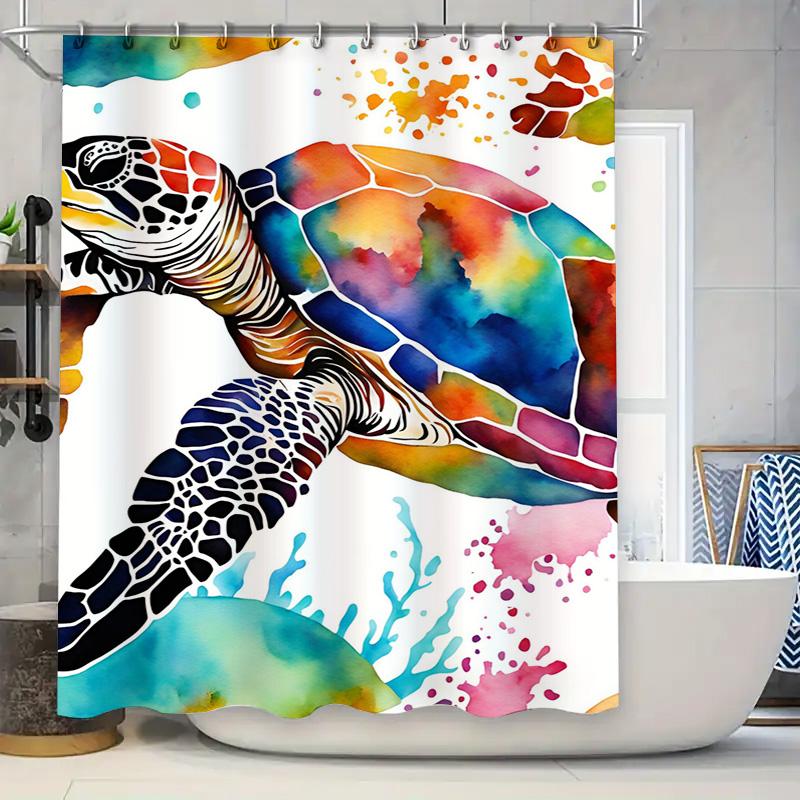 

Vintage Floral Bathroom Shower Curtain Set With Long Tassel Decorative Fabric Printing Blue Yellow Red White Colorful Pattern Ba W60H190(CM)-1 Pcs